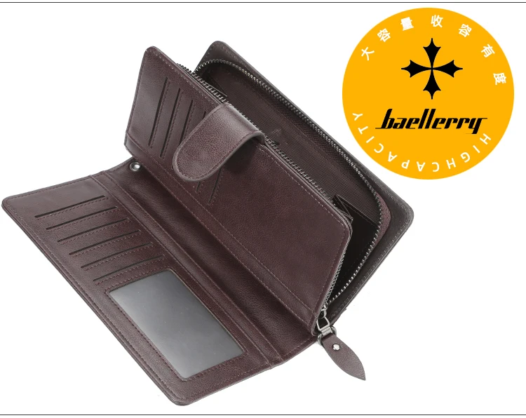 OEM Baellerry Men Long Anti Lost Strap Smartphone Holder Wallet PU Leather Men Clutch business Wallet