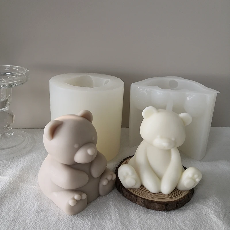 custom silicone candle molds DIY Handmade Ins Style Candle Mold 3D Cute Bear Shape Wax Candle Mould