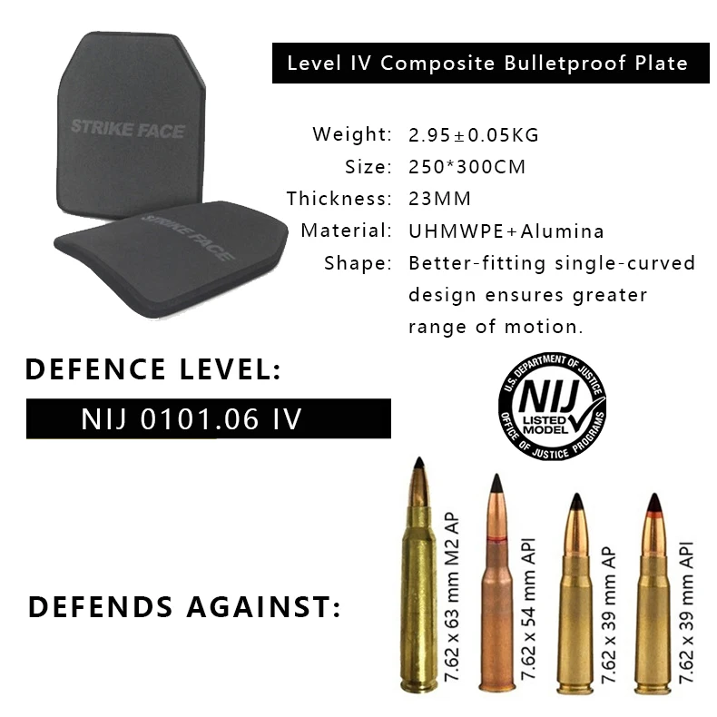 Tactical Military Bullet proof Ballistic Plates Level 4 NIJ IV III IIIA Level IV Bulletproof Ballistic Plates