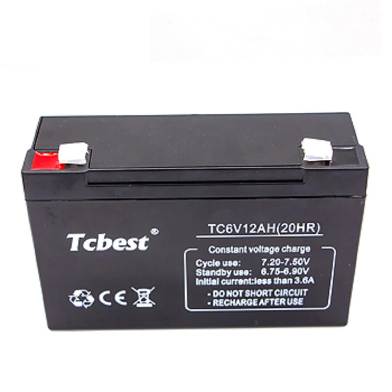 OEM/ODM Tcbest герметичная свинцово-кислотная батарея 6V12AH перезаряжаемая для резервного копирования с CE/ROHS