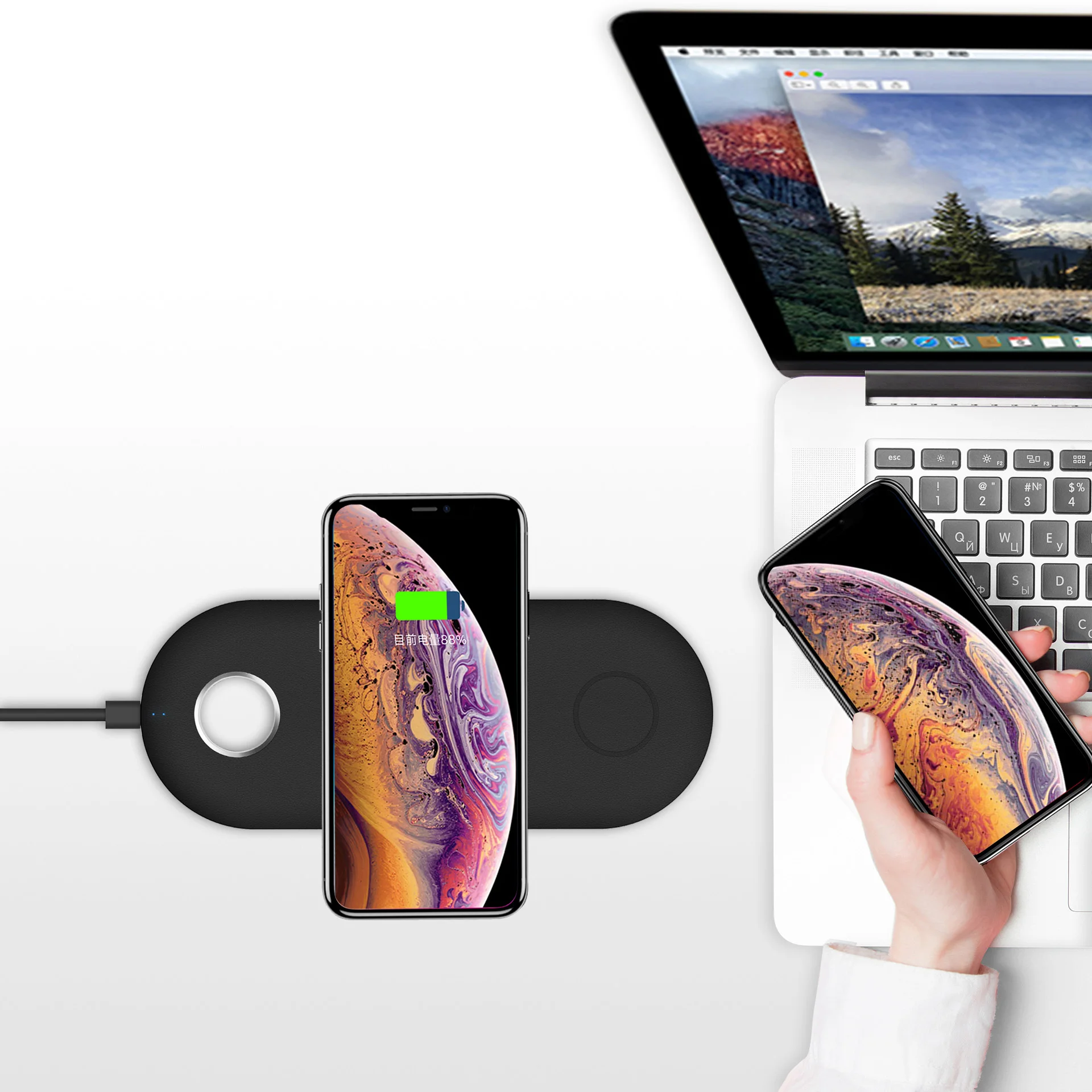Factory wholesale 10W Qi Fast 3 IN 1 Wireless Charger For Qi mobile phone