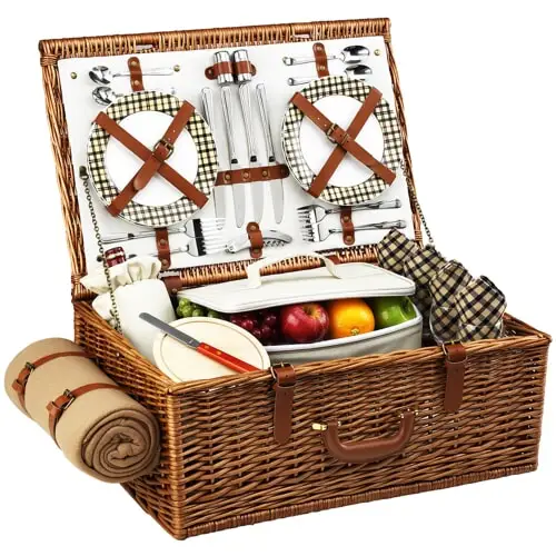 Vintage rattan wicker food basket Easter Christmas picnic Candy basket Eco-friendly picnic basket