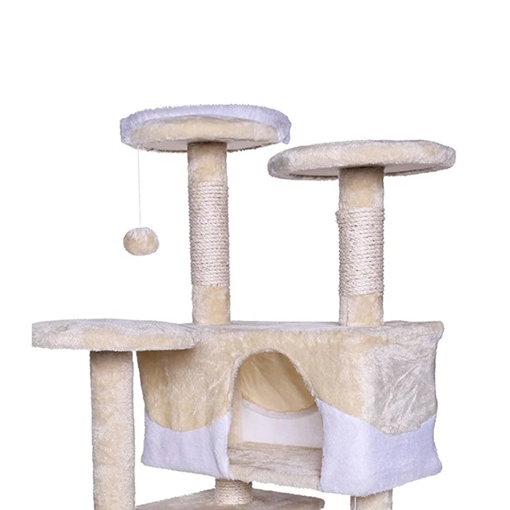 Multi Color Easy Assemble Flake Board  Wooden Cat Tree Cat Cage Cat Scratcher House With Post Condos