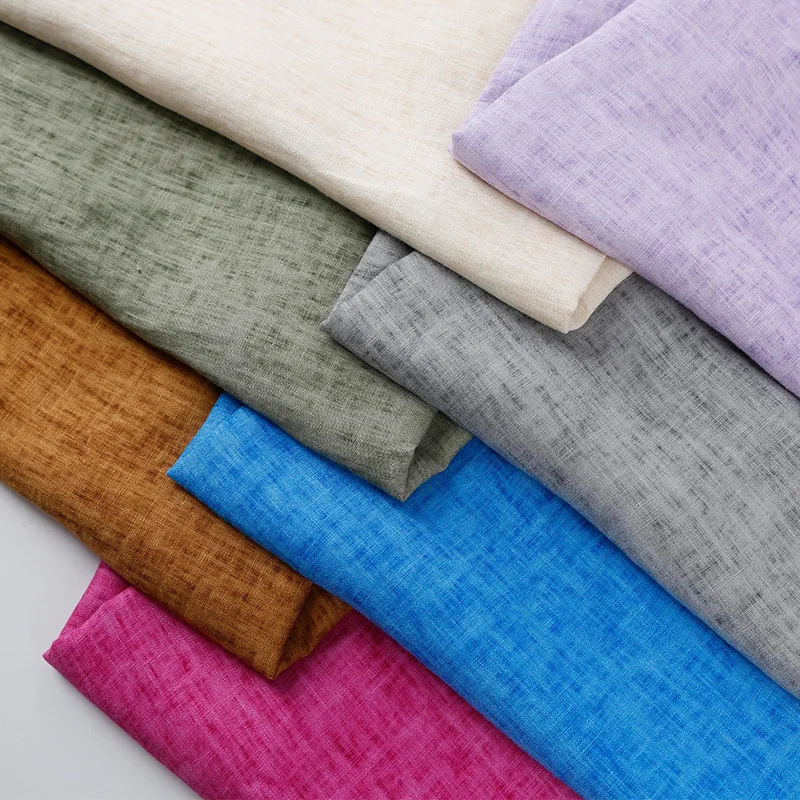 stock lot in organic 185 gsm slub cotton bamboo printing pure 100% linen fabric for garment flax