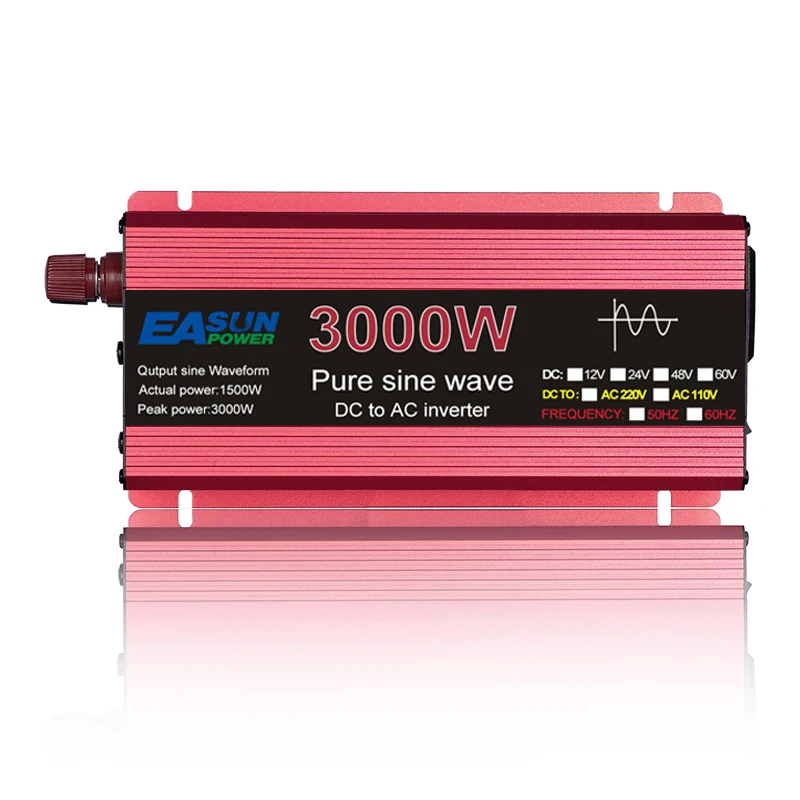 Pure Sinewave 12V 24VDc To 120V 220V Ac Battery Charger 800W  1600W 2200W 3000W  Car Inverter