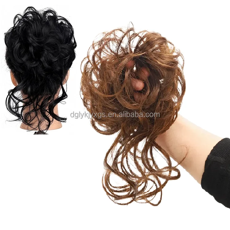 WE17 Women Long Soft Fluffy Natural Octopus Hair Bun Flower Synthetic Messy Hair Long Tail False Hair Chignon