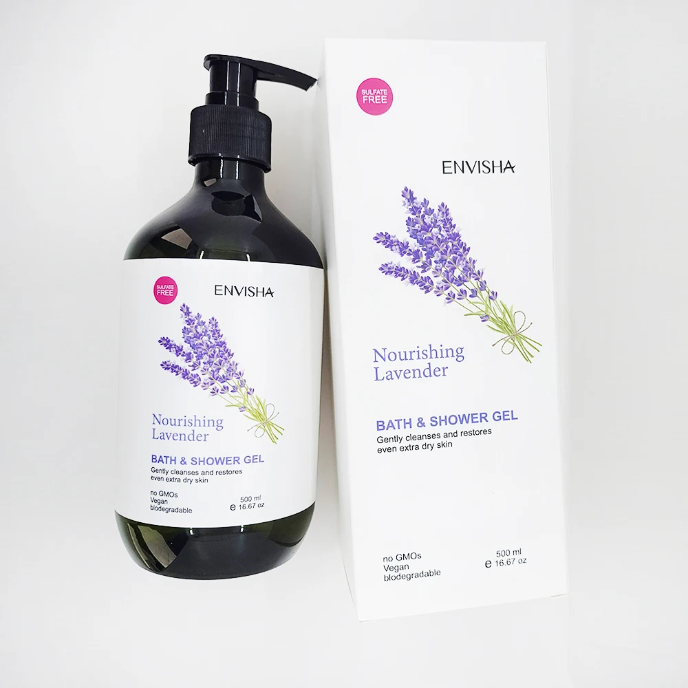 Custom Body Wash Private Label Lavender Fragrance Lightening Foaming Shower Gel 500ml