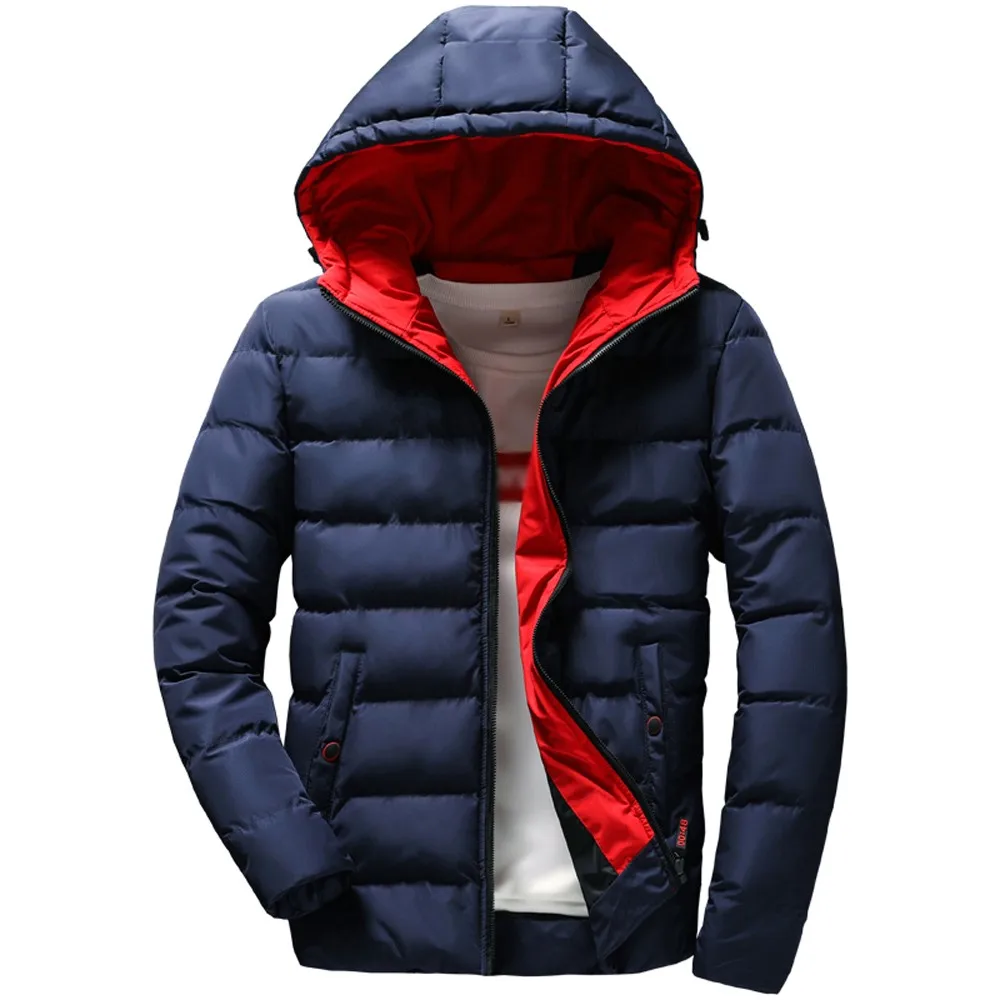 
2019 New Fashion Mens Coat Men Clothes Boys Casual Warm Hooded Winter Zipper Coat Outwear Jacket Top 