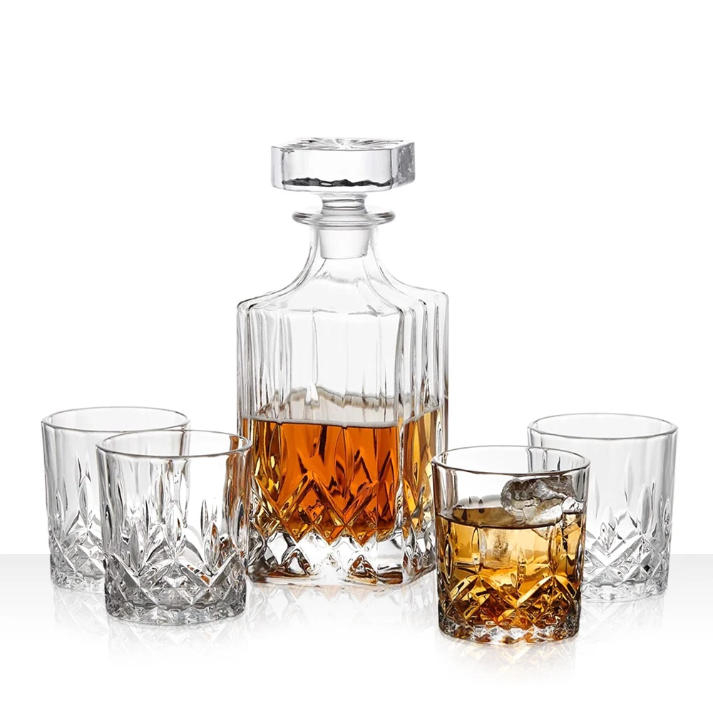 Leading technology Unique whiskey glass bottle luxury spirits bottle customizable embossed design with cork cap