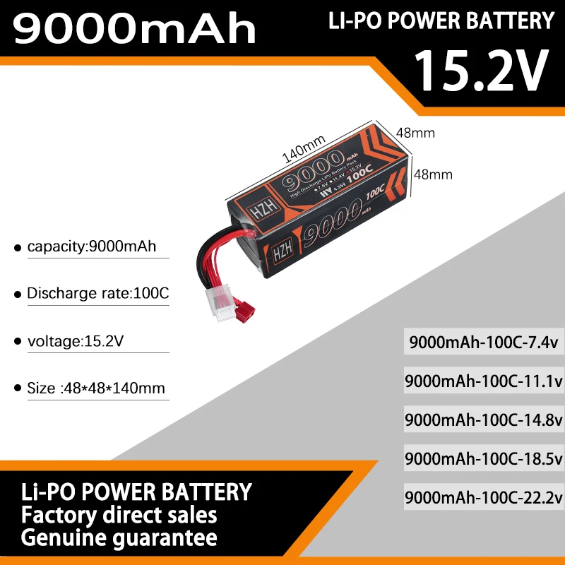 Wholesale high rate lithium-ion battery pack 9000mAh 15.2V 100C high voltage battery pack car model drone battery
