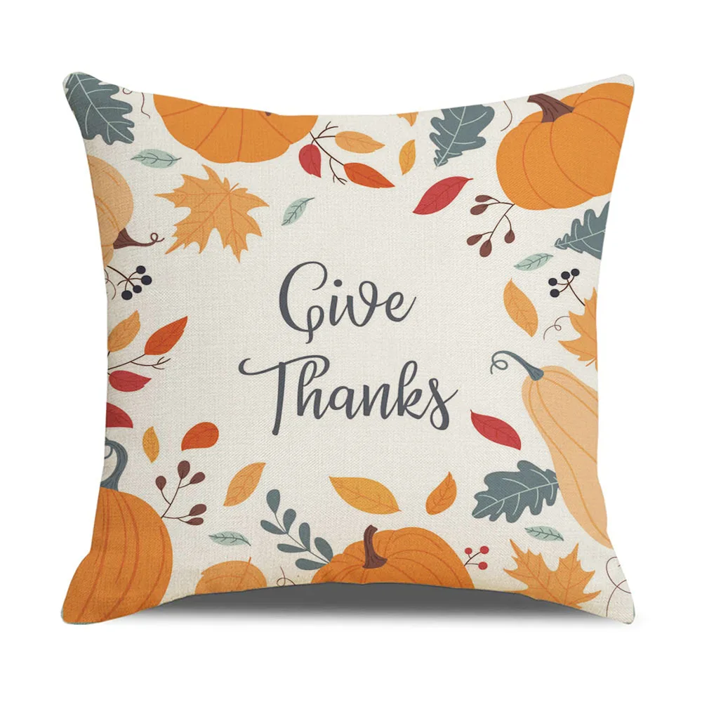Pumpkin Thanksgiving holiday multi-design printed pillow case cover fast delivery pillow cover linen pillow cover with low MOQ