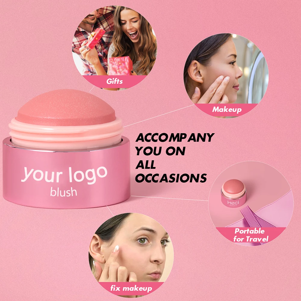 High Quality Professional Luxury Multi-Use Hot Pink Blush Balm Cute Mini Lip & Cheek Tint Creamy Glowing Blush Dark Skin Tones
