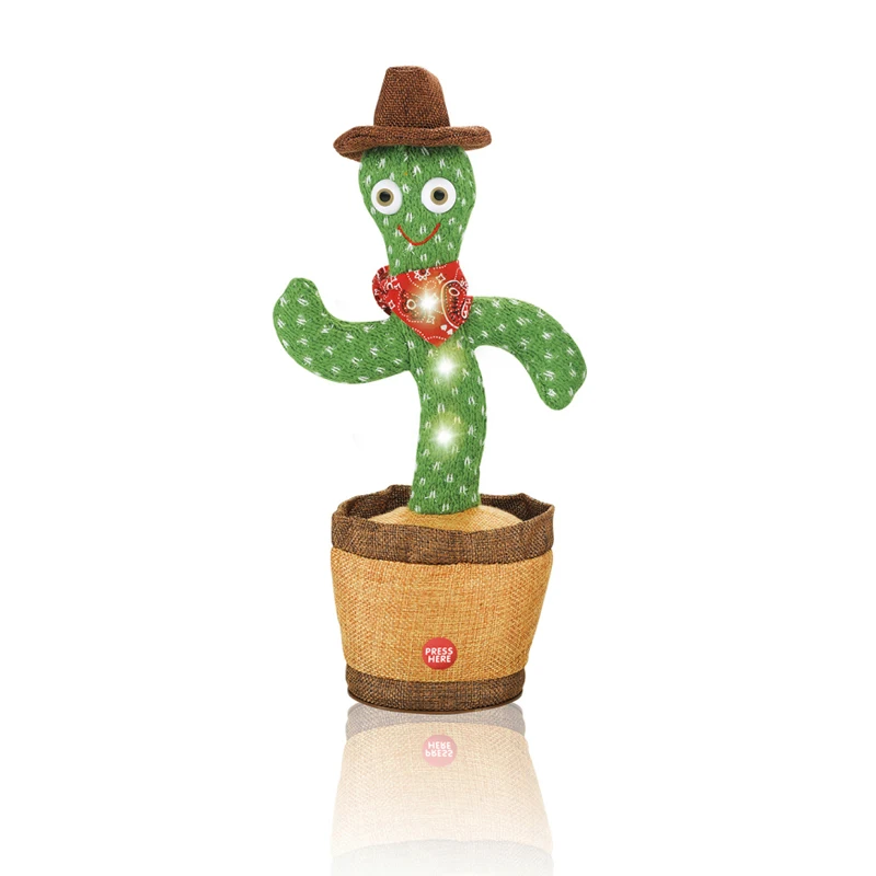 QS Hot Selling Children Puzzle Enlightenment Electric Soft Plush Cactus Novel Toys Singing Wiggling B/O Dancing Cactus Toys