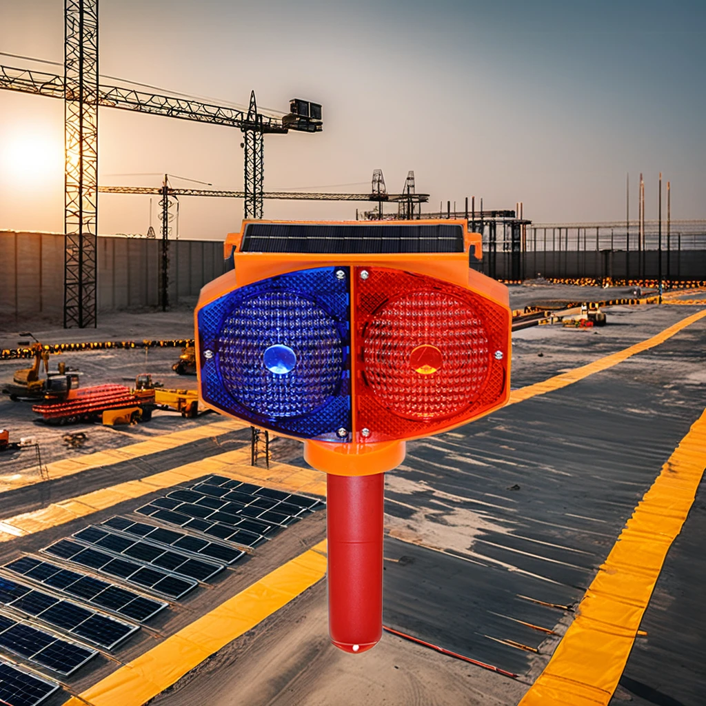 High Intensity LED Solar Traffic Signals Flashing Safety Warning Light Cone Barricade Light