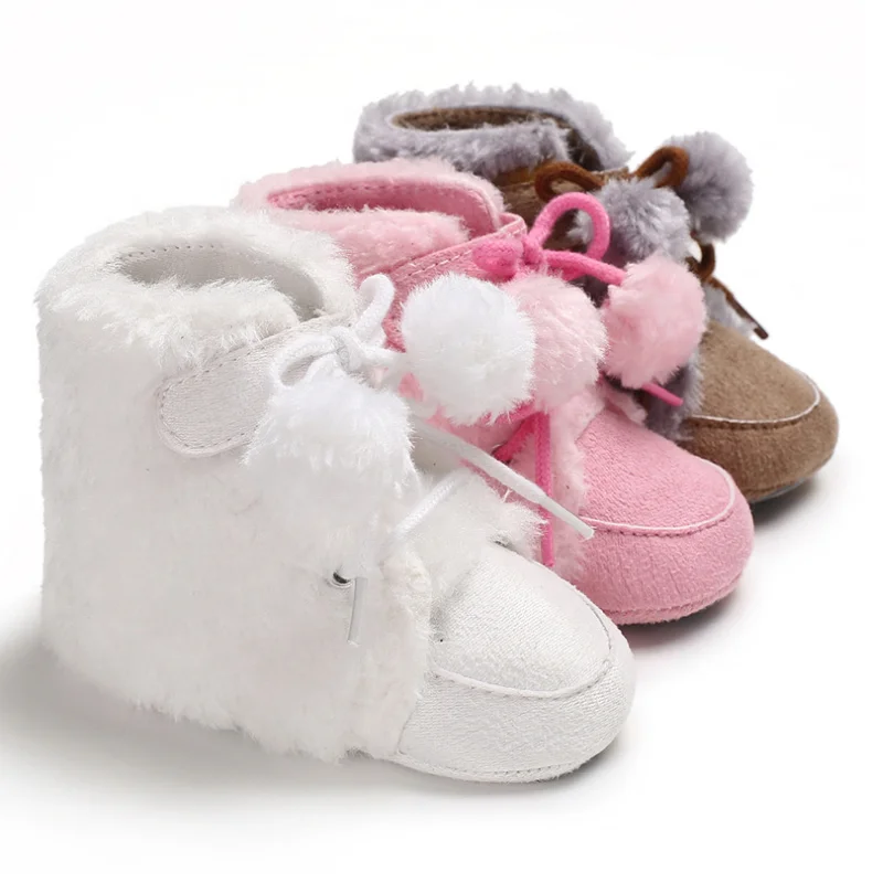 
Soft Winter Lace Up Cotton High Top Baby Girls Shoes Warm Shoes Toddler Snow Boots 