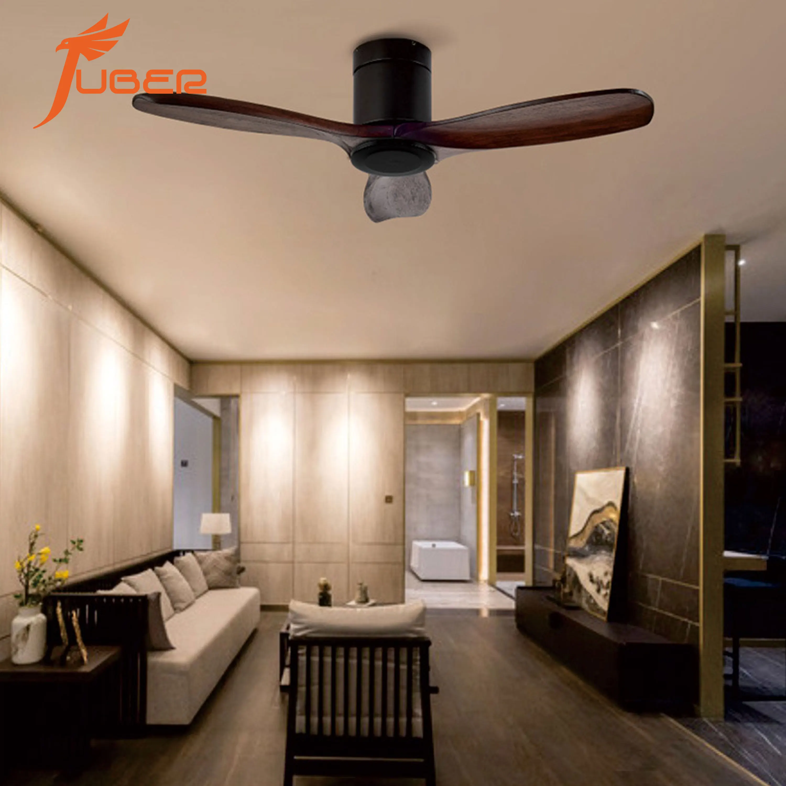 Modern Nordic Fancy Wooden 42 52 Inch Decorative Cooper Motor Deckenventilator Ventilateur de plafond Led Ceiling Fan With Light