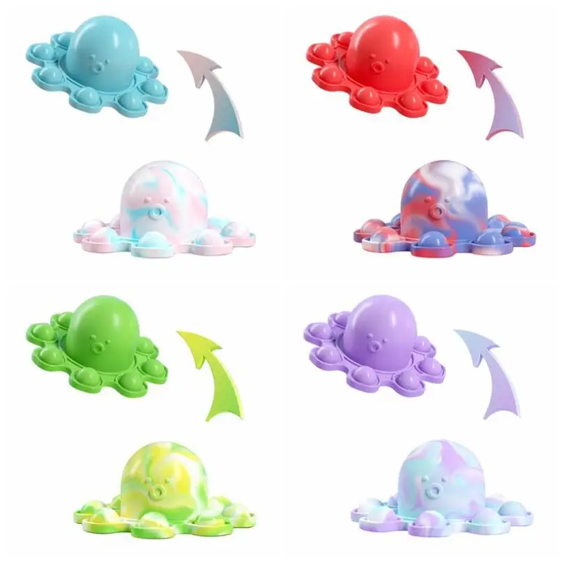 reversible flip octopus pop bubble keychain fidget toys