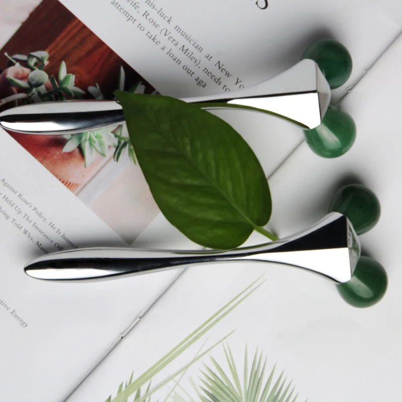 Private Label Anti Aging Natural Jade Stone High Quality Rose Pink Quartz Facial Jade Roller for Face Massage