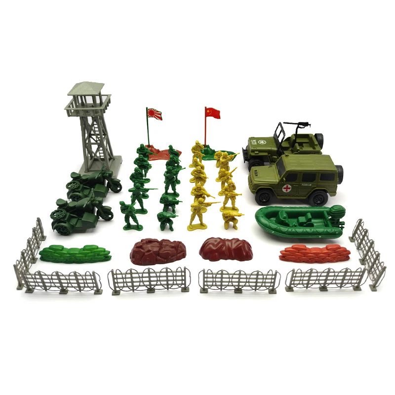 46pcs Kids simulation pretend play cheap mini army soldier military set toy