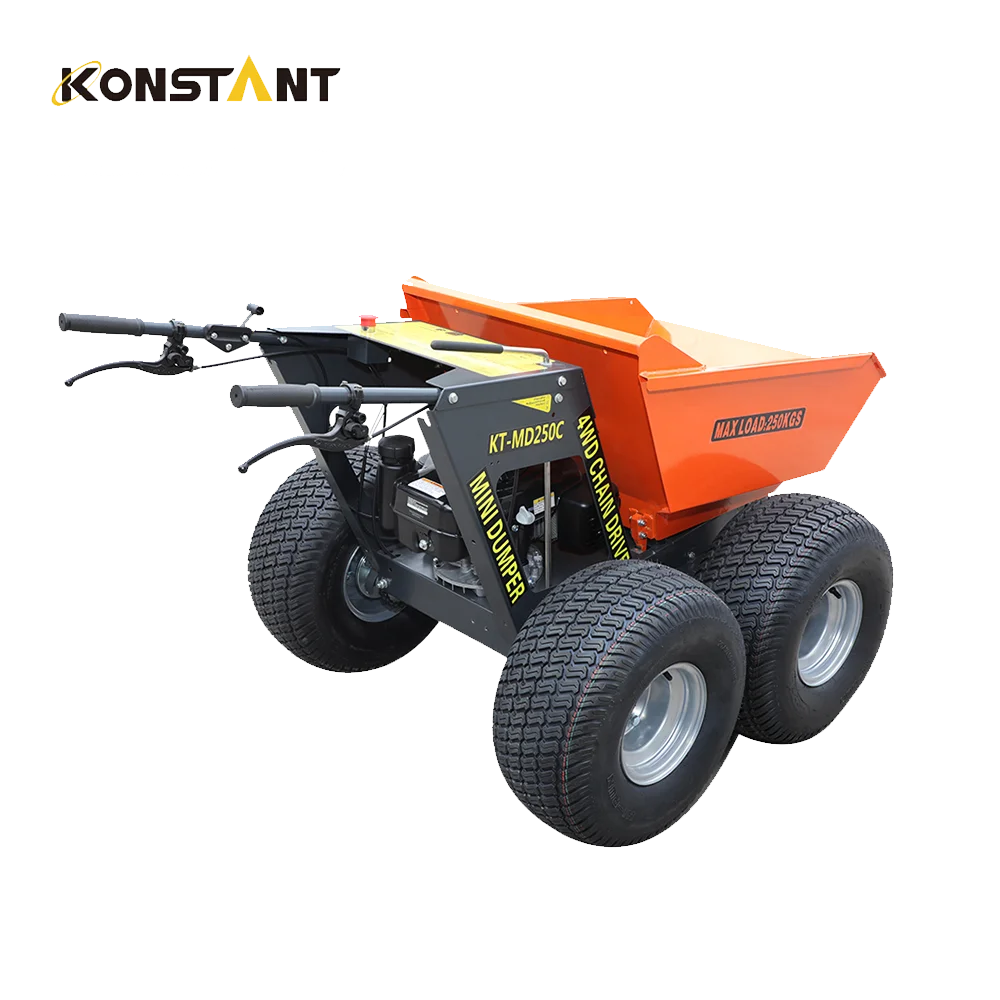 Low price load 250kg gasoline engine 4x4 self-loading fullway garden dump mini track dumper for transport work