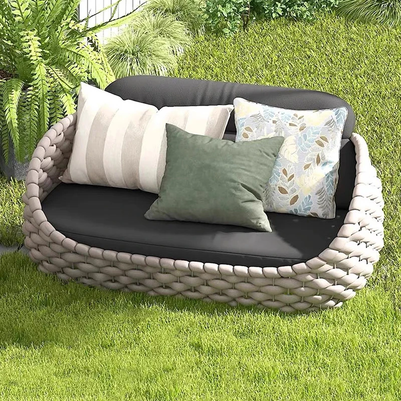 Modern Luxury Hotel Leisure Garden Outdoor Furniture Braided Rope Aluminum Alloy Patio Sofa Set For Villa And Hall