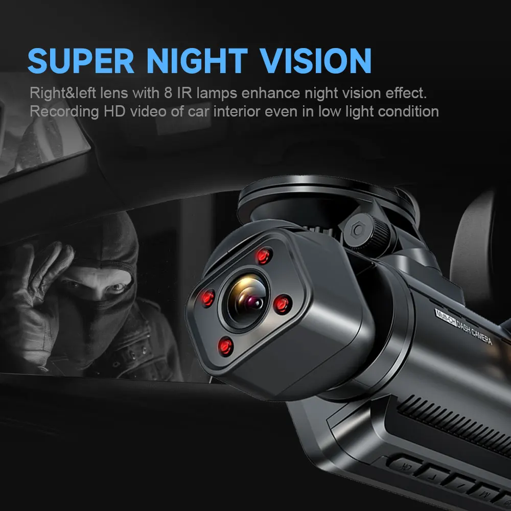 High Quality 3-in-1 Car Dash Cam Full HD 1080P 4 Channel Camera with WiFi GPS Front and Back Dashcam for Black Box