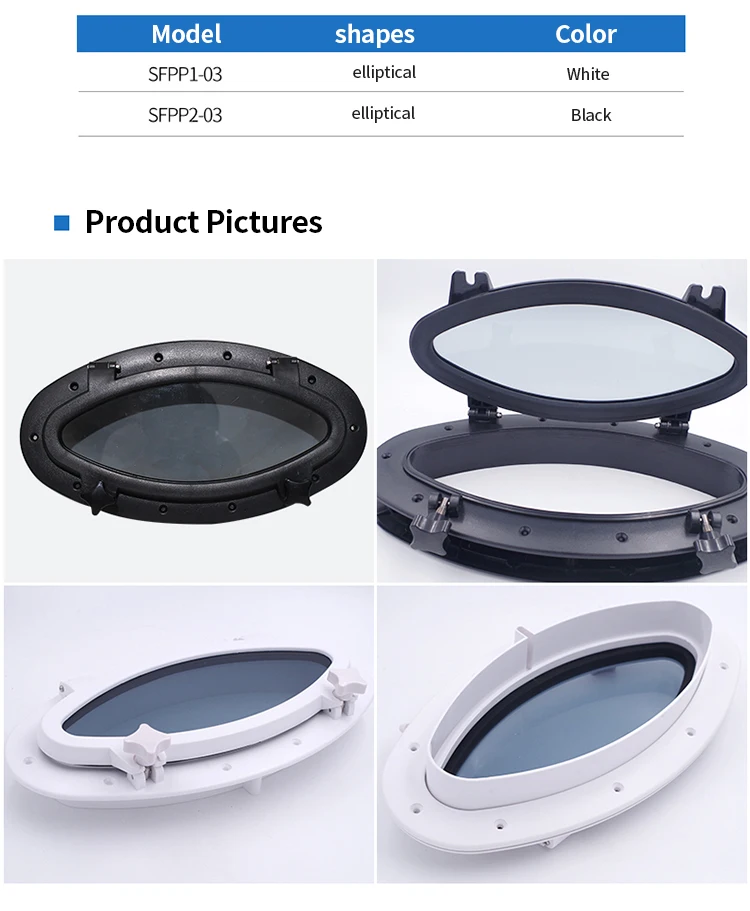 High strength toughened glass impact resistant plastic framed portholes