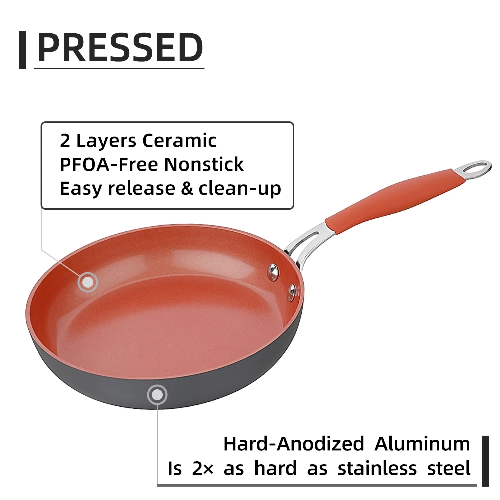 Pressed Ceramic 8pcs Hard Anodizing Copper Aluminum Cookware Set Non Stick Cooking Pots