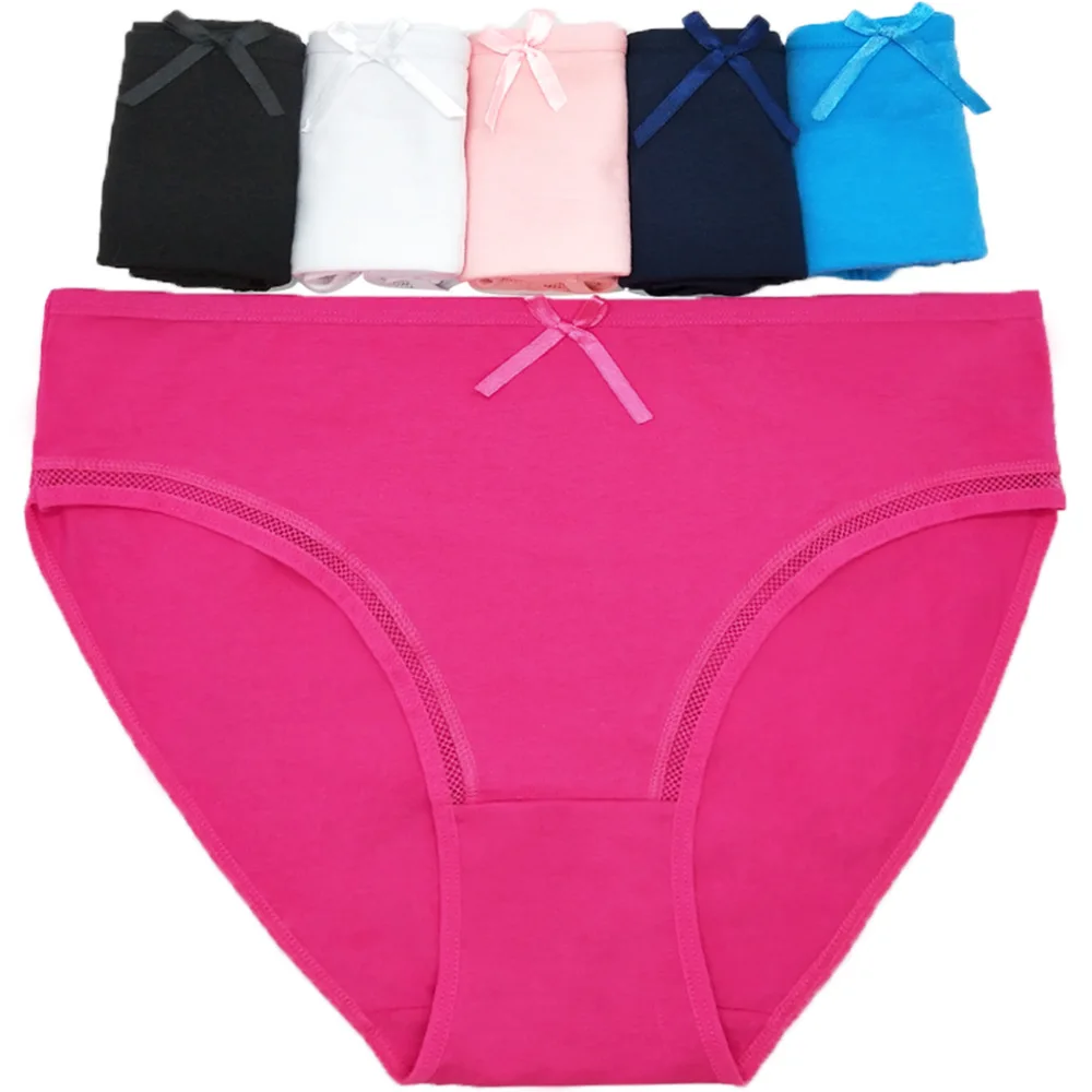 High quality fat women big size underwear 95% cotton plain color panties for big size lady women hot sale