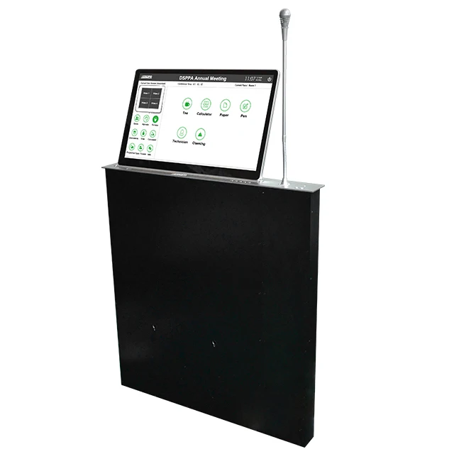 Pop up Hidden Paperless Conference System 15.6 Inch Motorized Electric Table LCD Monitor Lift Mechanism Monitor Lift with Mic