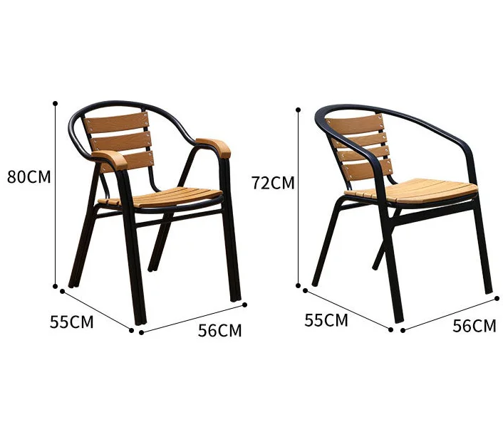 Outdoor Courtyard Cafe Outdoor Garden Dining Room Anti-corrosion Plastic Wood Chair