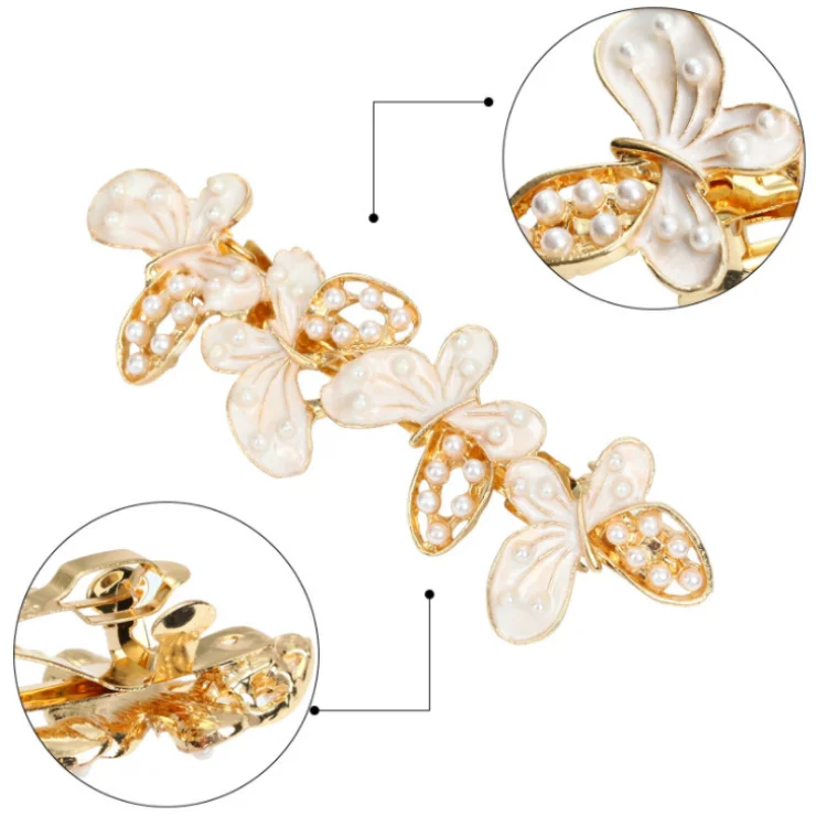 Elegant Flower Pearl Girls Hairpins Women Hair Accessory butterfly Enamel Hair Clip