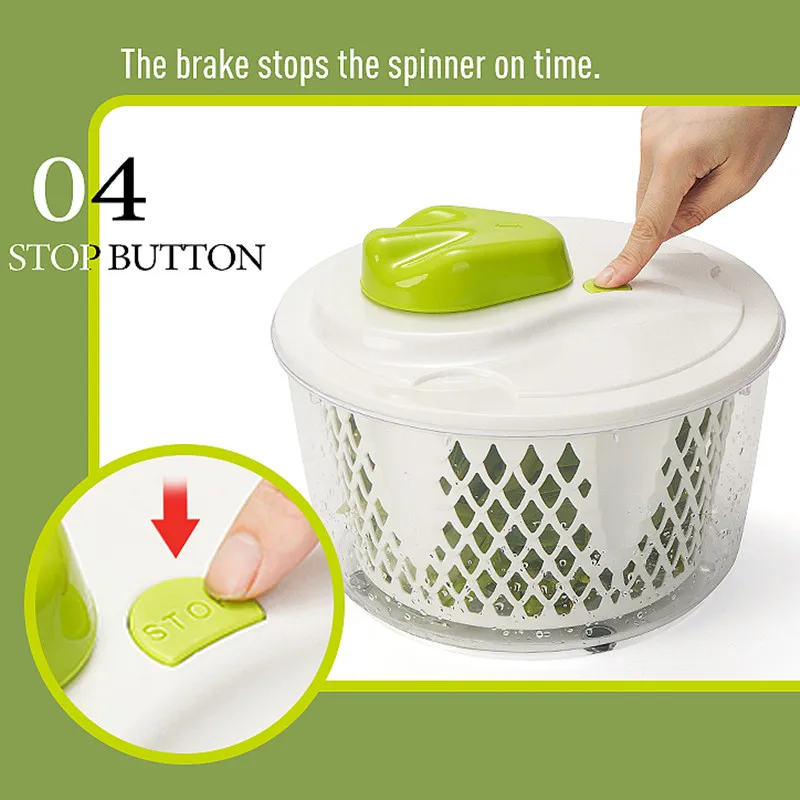 5.6L Lockable Colander Basket Washer Dryer Easy Draining Compact Storage Salad Spinner Vegetable Washer with Bowl