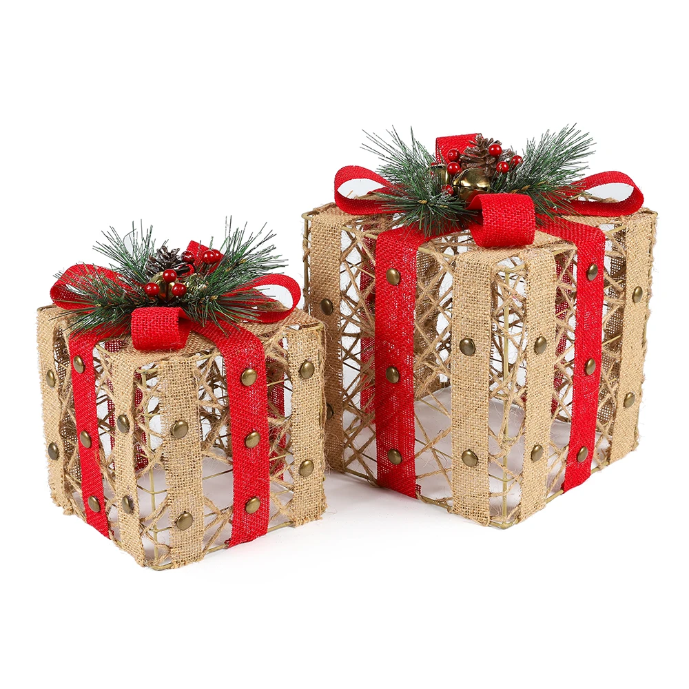 
Factory Direct Sale 6+8inch Set 2 country style Xmas Present Table Decoration Party Wedding Celebration Decoration 