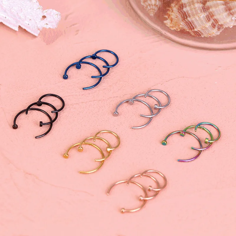 Оптовая продажа ювелирное изделие для тела не пирсинг разных цветов с обруч Нос Кольцо C формы sepptum нос