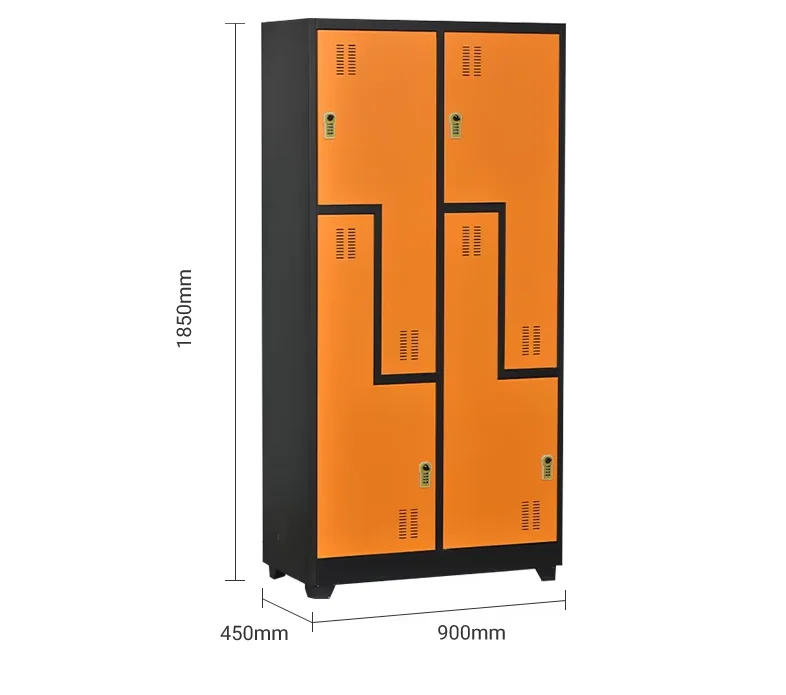 Office Iron Furniture Orange Color 4 door and 2 section Steel Material Z Shape Multi-used Storage Metal Filing Cabinet