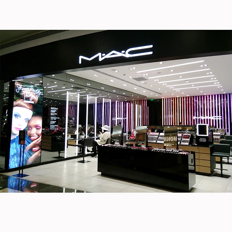 Customized design of high-end display cabinets in the beauty and care product experience area of chain stores