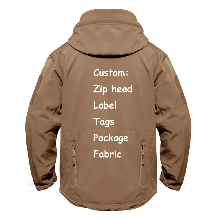 Wind Breaker Jacket Tactical Outdoor Softshell Black Waterproof  Men Hooded Warm Hunting Jacket With Hood