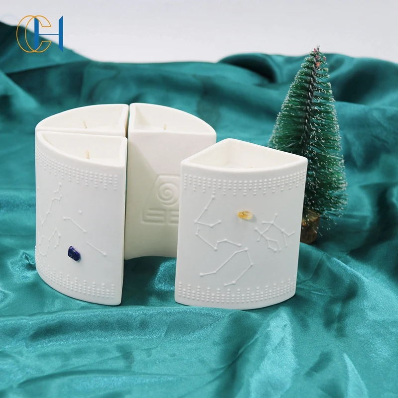 Eco-Friendly Ceramic Jar Natural Scented Soy Candles Luxury Private Label  Zodiac Pattern Crystal Candle