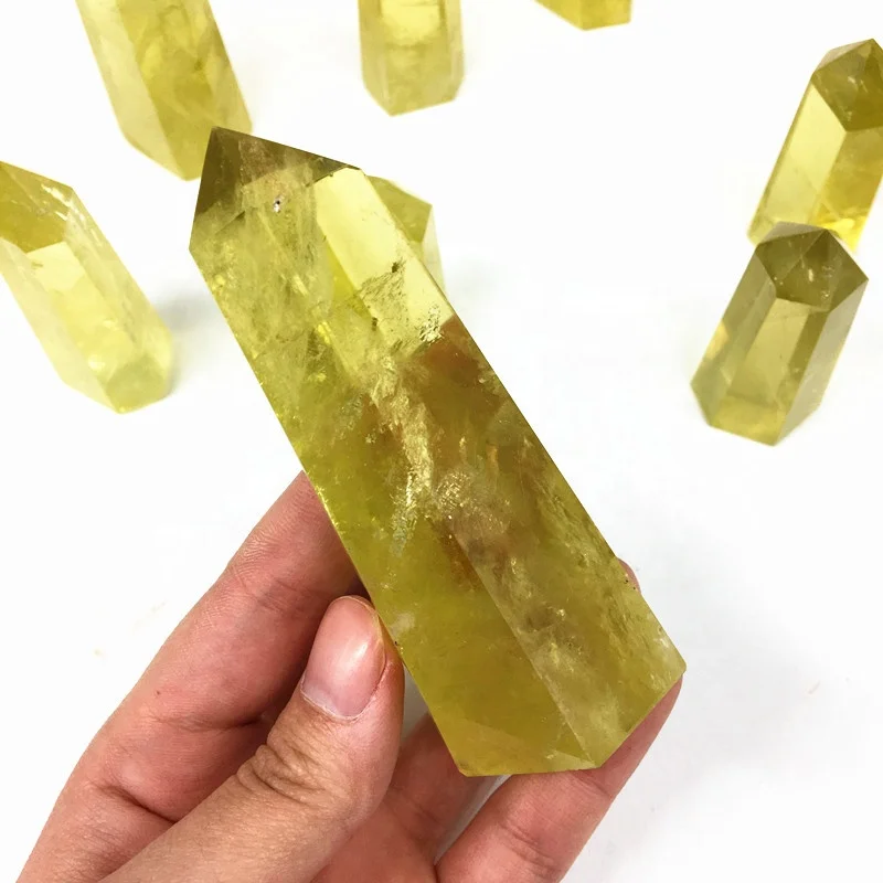 Wholesale Natural Crystal Quartz Point Healing Carved Crystal Tower Folk Crafts Yellow Clear Citrine For Healing