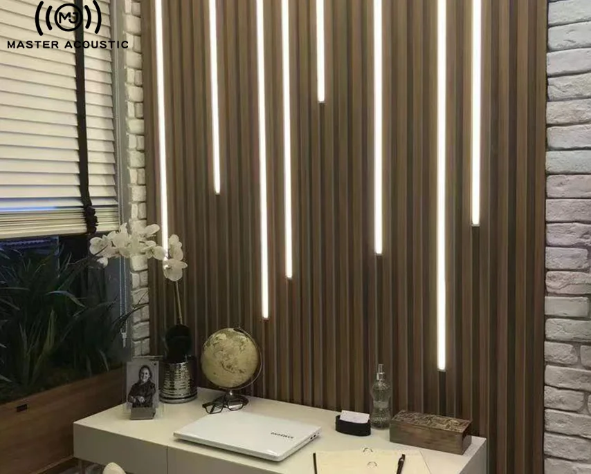 Master acoustic Modern Acoustic Akupanel Sound Absorption Proofing Wooden Design Wood Slat Polyester Fiber Wall Panel