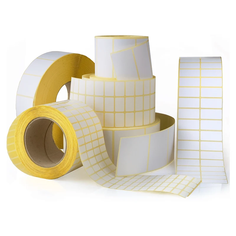 2x1 4x6 4x15 100x100mm mini finished roll freezing permanent hotmelt adhesive 75u synthetic paper, PP film thermal label