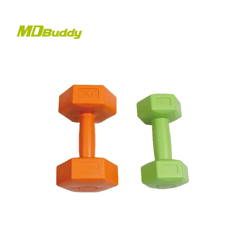 MDBuddy Competitive Plastic Sand Inside Hex Cement Dumbbells