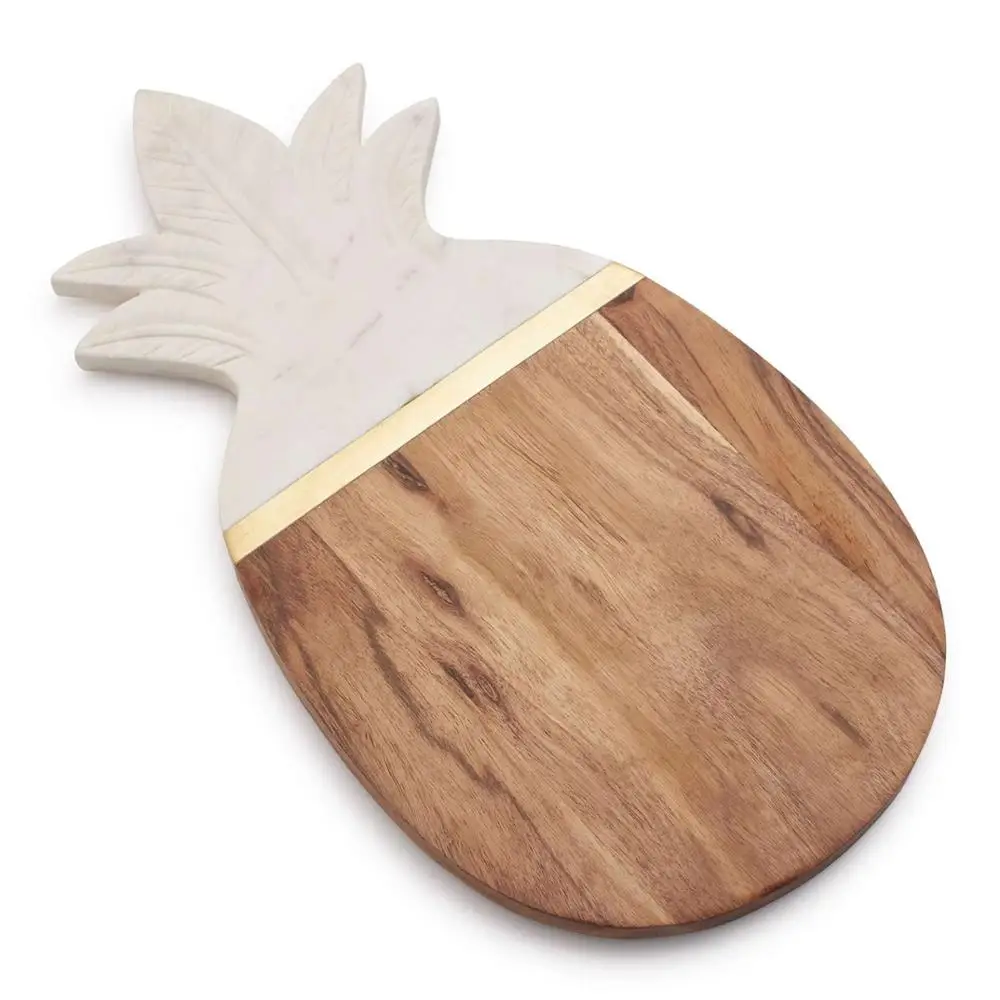 Round marble acacia wooden serving cheese cutting chopping board with handle home decor modern kitchen accessories