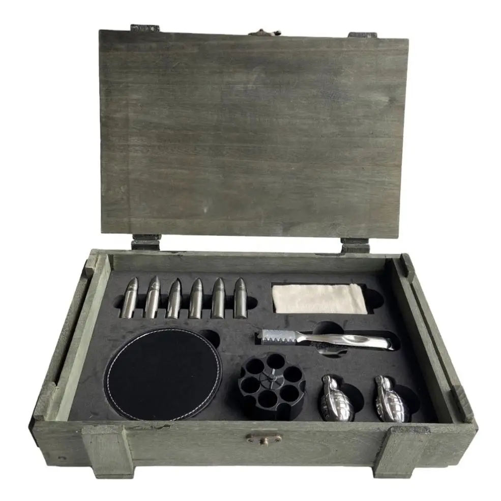 Lovely Wooden Treasure Engraved Whiskey Stone Box Set Box For Groomsmen Gift