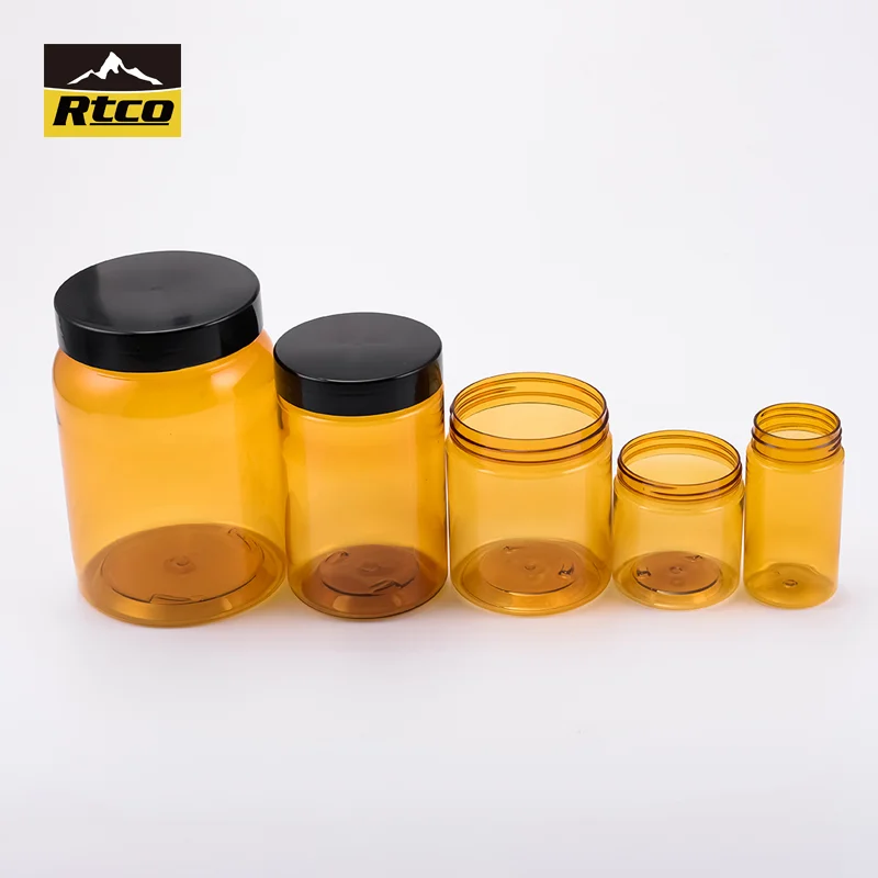 Environmental Friendly Capsule Amber Pharmaceutical Packaging Canister For Protein Milk Bean Powder Pill Plastic Jar
