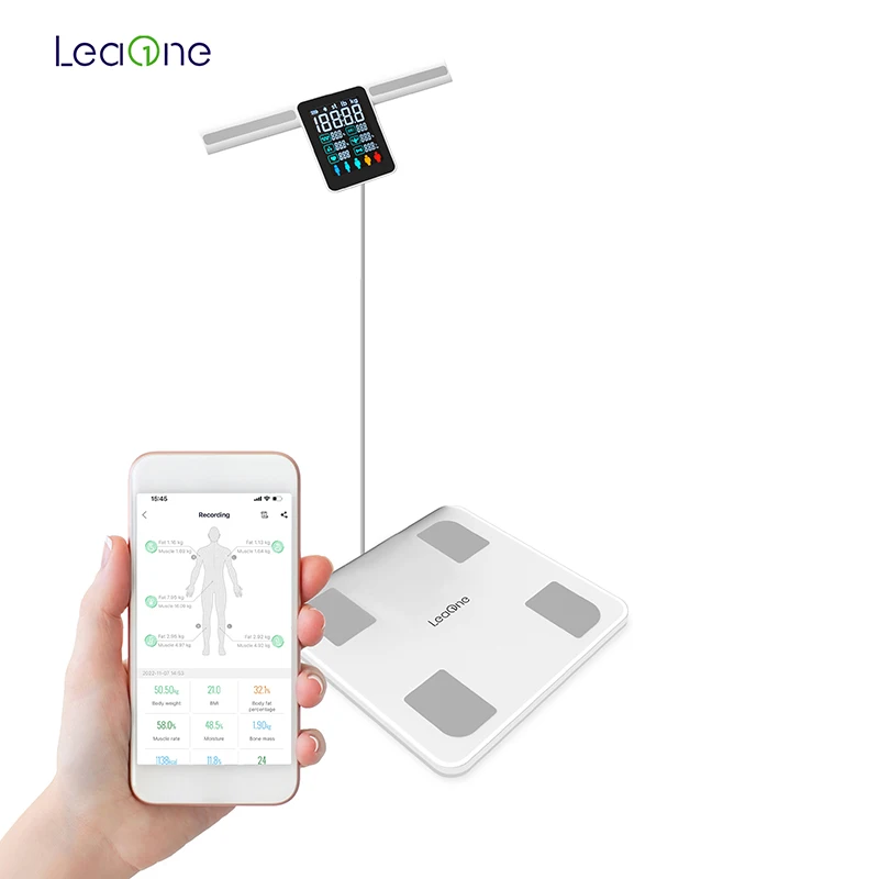 Большой цветной экран TFT с зеркалом из закаленного стекла, шкала для взвешивания, Wi-Fi, 8 электродов