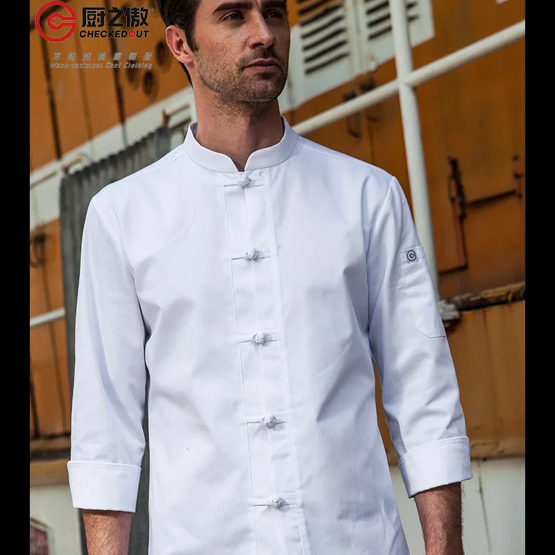 CHECKEDOUT long sleeve chef clothes with single breasted chef coat restaurant wear executive chef uniform