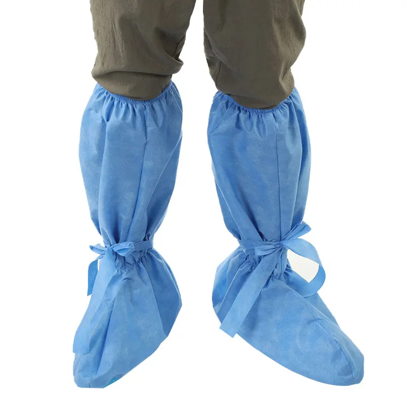 Disposable SMS Medical Waterproof Surgical Boot Shoes Cover Protective Non Woven High Knee Long Shoe Covers