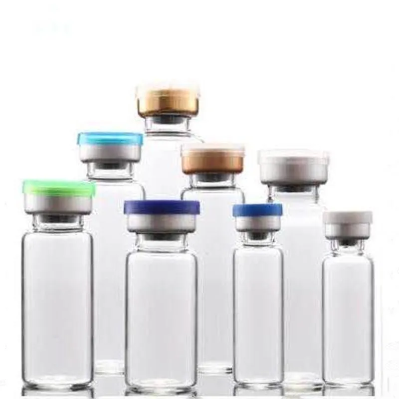 
clear glass penicillin bottle with aluminum sealing cap 